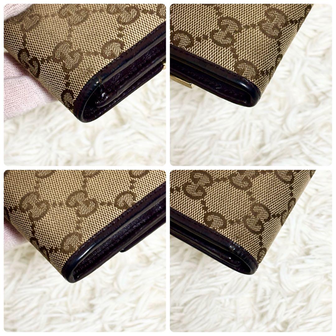 GUCCI グッチ 長財布 GGキャンバス ロゴプレート　レザー　金具