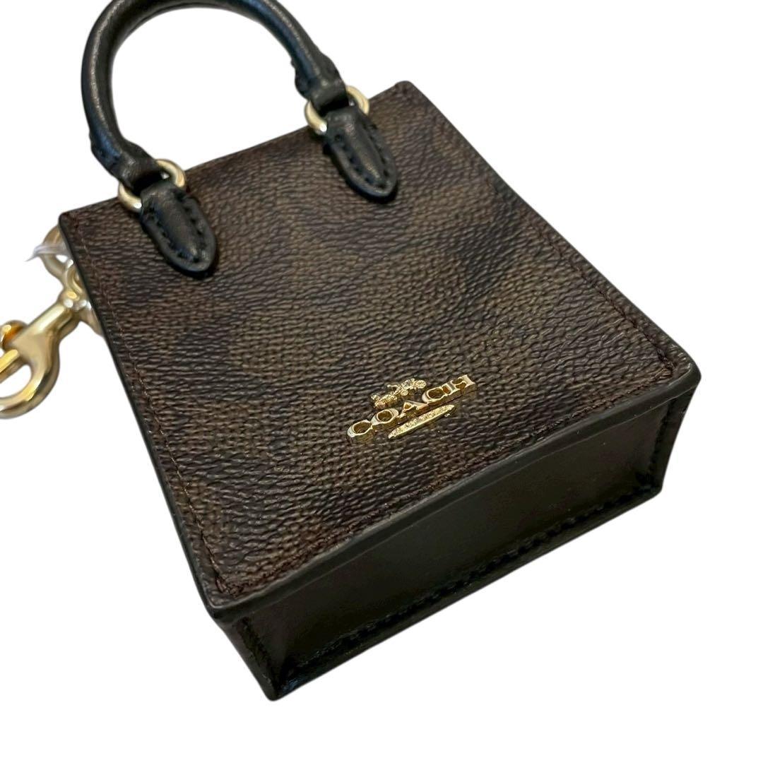 【新品】COACH コーチ チャーム ミニバッグチャーム ミニトート型 ブラウン