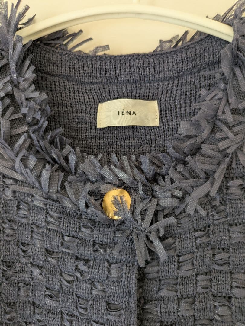 IENA　ツイードニットジャケット ノーカラー 金ボタン