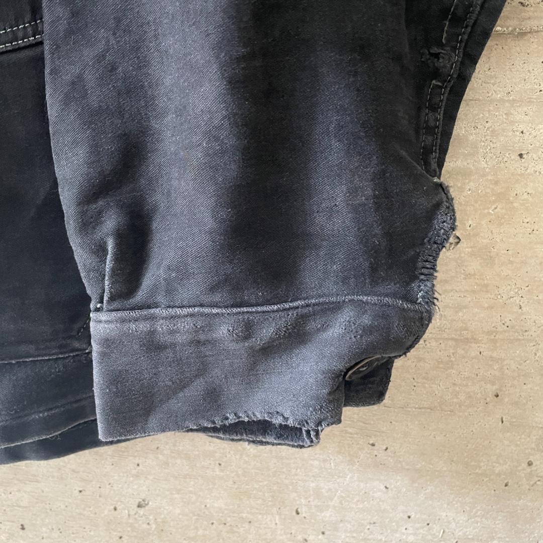 40s ブラックモールスキン ジャケット フランスヴィンテージ Vポケ 赤刺繍