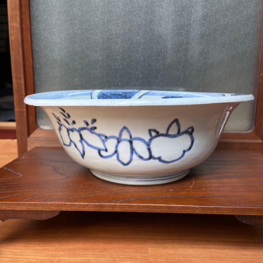 古伊万里染付果実の図特大深鉢