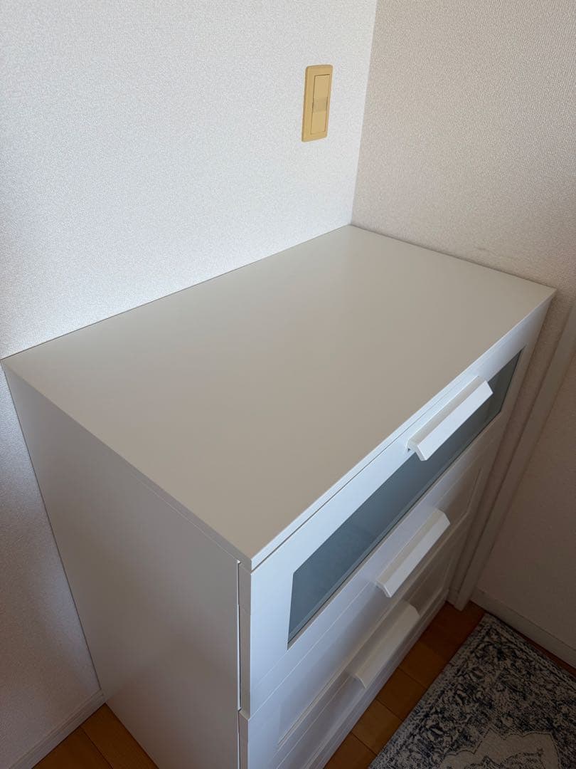 【IKEA】ホワイトモダンチェスト 3段【BRIMNESブリムネス】