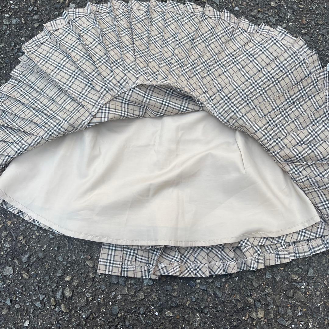 BURBERRYバーバリー　ミニスカート　巻きスカート　牛革ベルトプリーツ