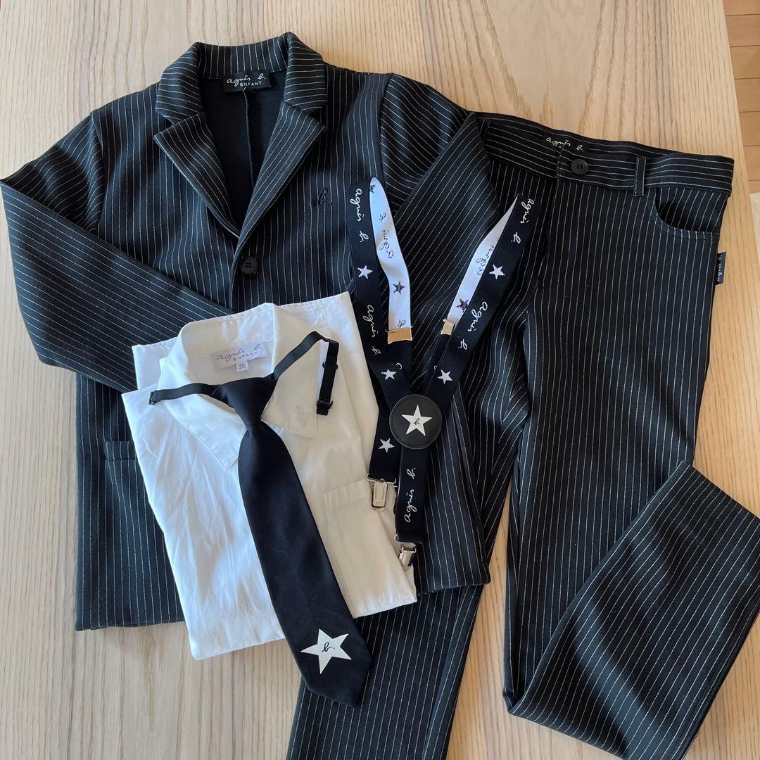 agnis b. スーツセット 12 ans ブラック/ストライプ