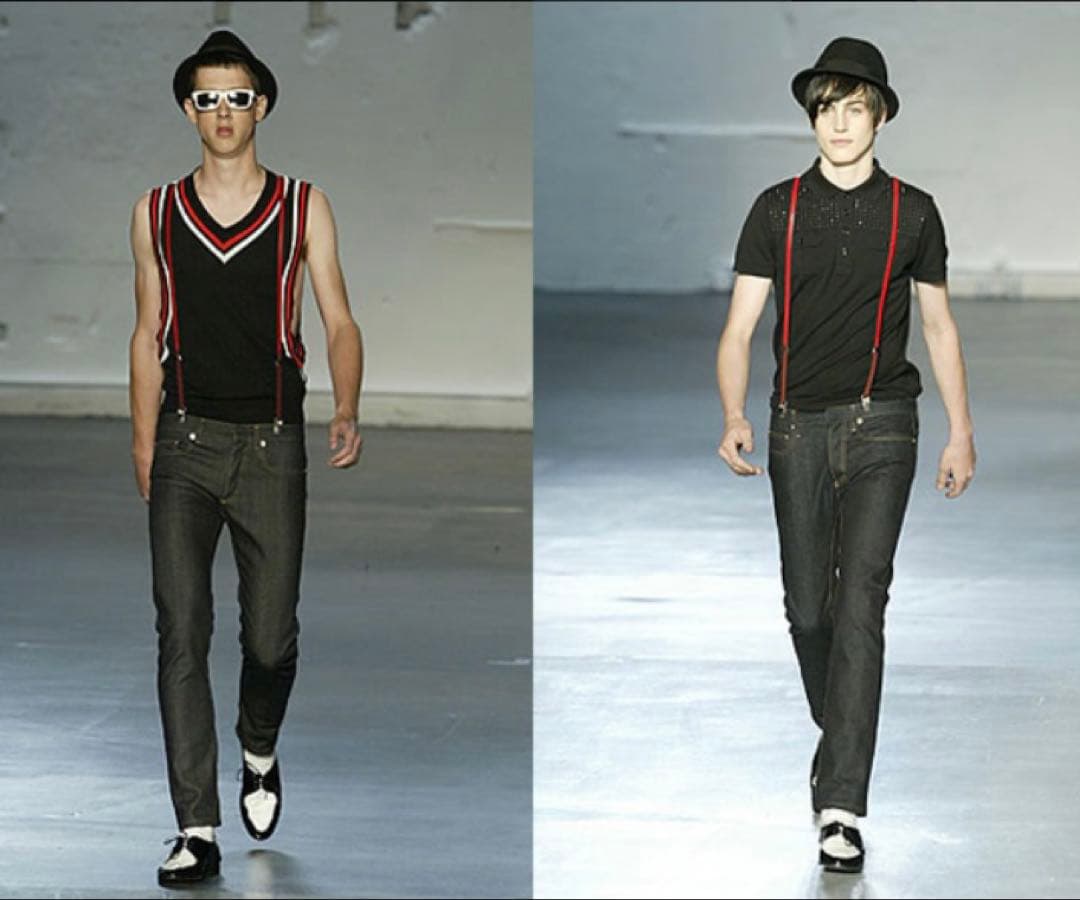 値下げ　ディオールオム　サスペンダー　レッド　エディ