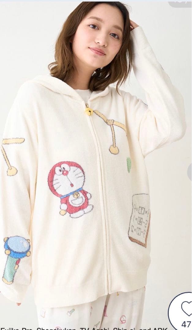 新品未開封　ジェラートピケ　ドラえもんジャガードパーカー　レディース