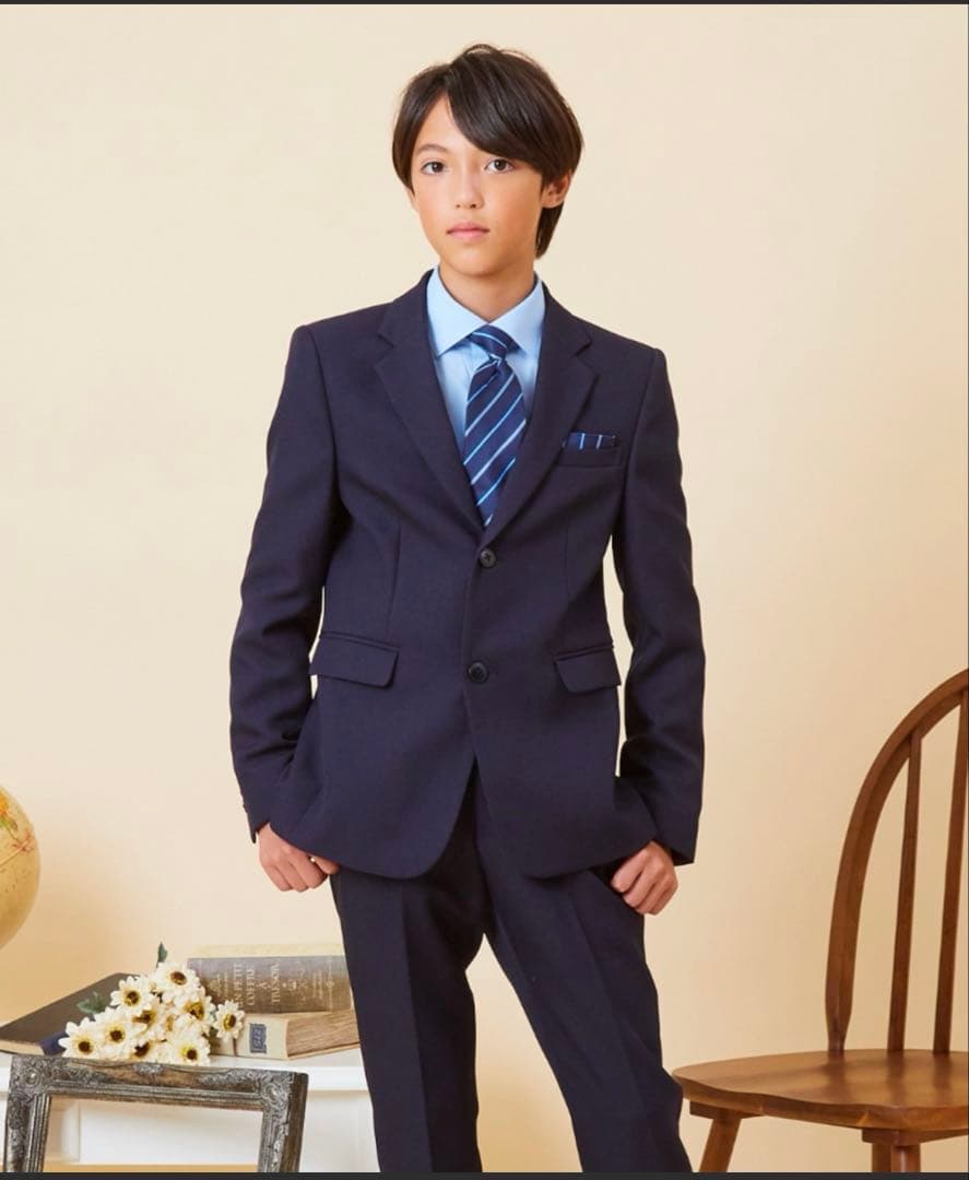 のの男の子入学式キッズスーツセット紺160 CHOPIN 2025美品