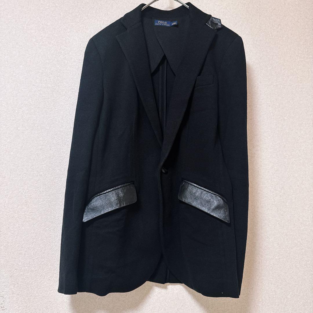 【美品】ポロラルフローレン ラムレザー テーラージャケット ロゴウッドボタン