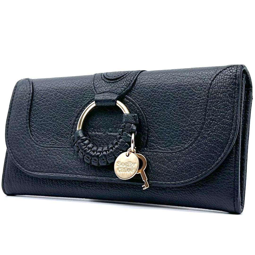 極美品✨See By Chloé Hana 長財布 フラップ しぼ革 ブラック