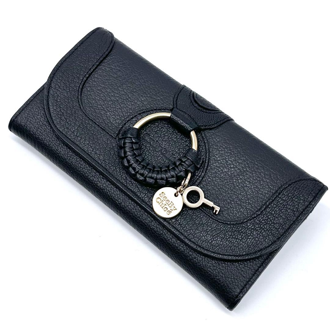 極美品✨See By Chloé Hana 長財布 フラップ しぼ革 ブラック