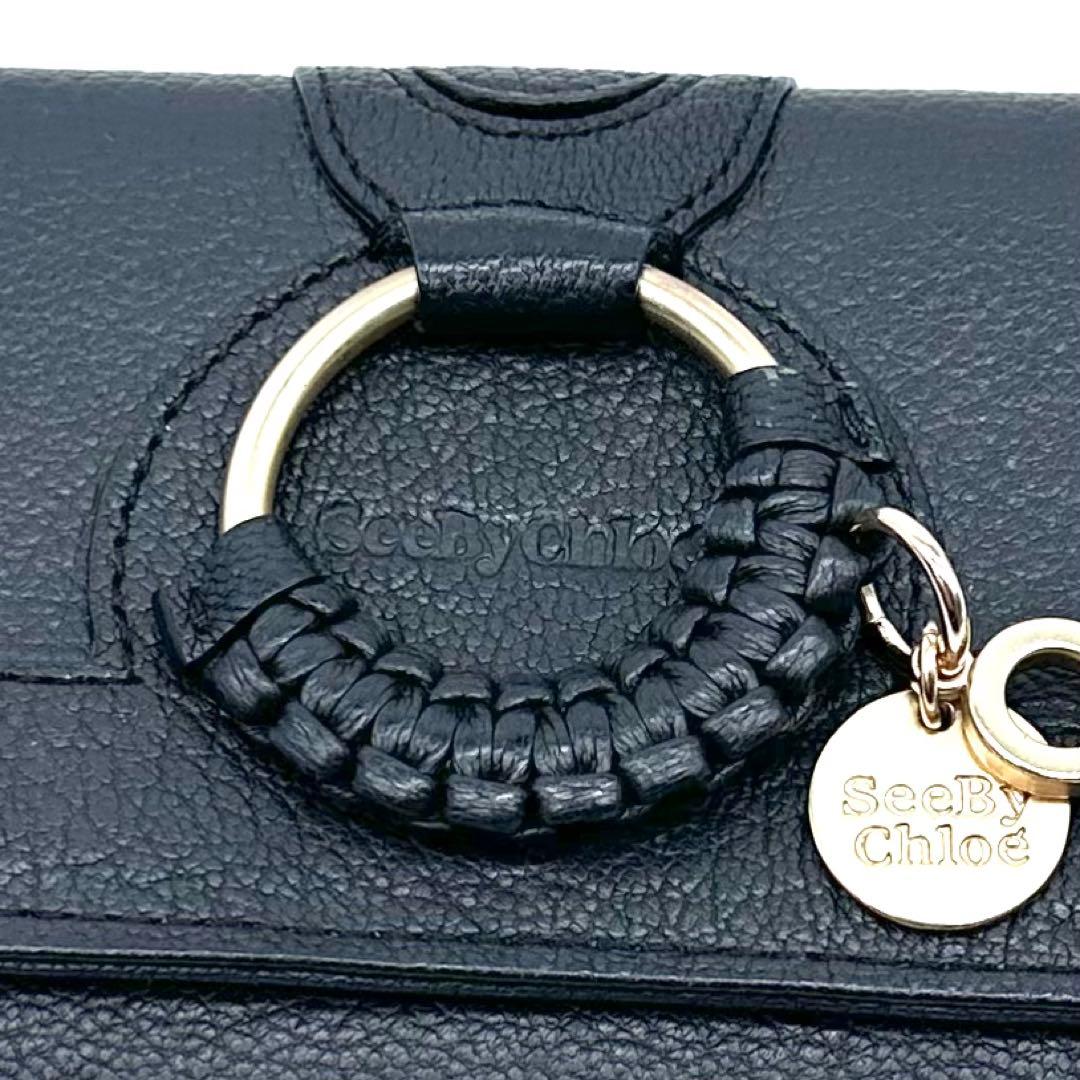 極美品✨See By Chloé Hana 長財布 フラップ しぼ革 ブラック