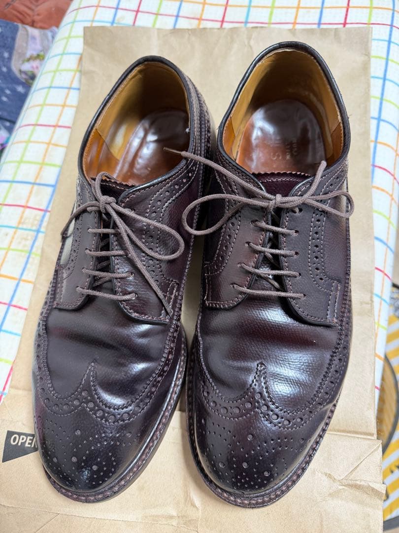 オールデン　ダークブラウン ウィングチップ レザーシューズ サイズ6ハーフ