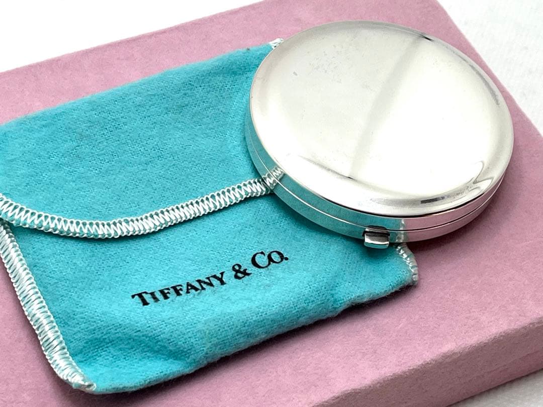 h129 希少　ティファニー　化粧ミラー　鏡　コンパクトミラー　メイク道具