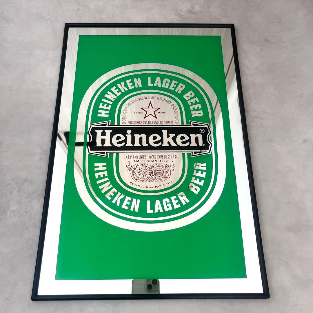 美品　Heineken ハイネケン　パブミラー　ビールロゴ