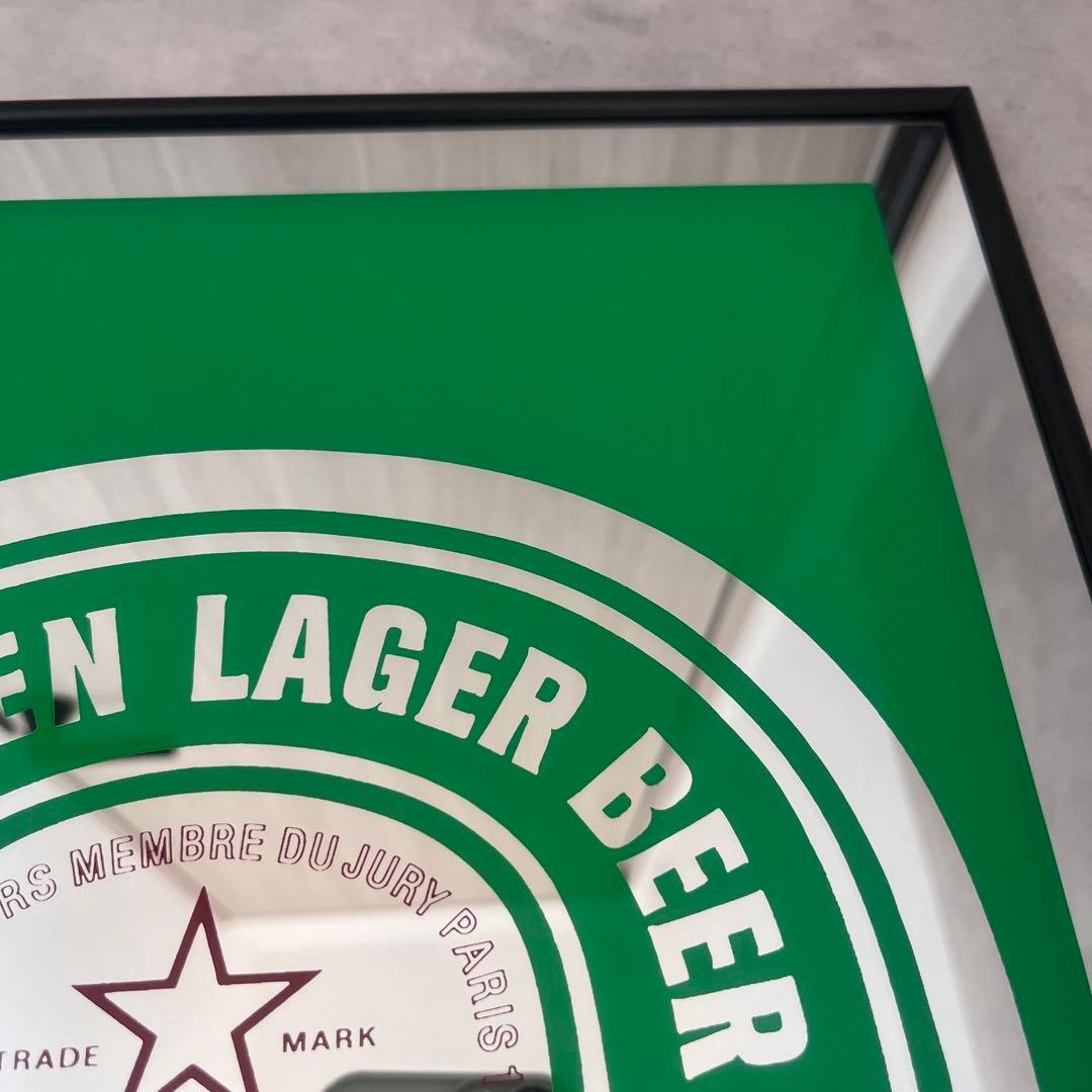 美品　Heineken ハイネケン　パブミラー　ビールロゴ
