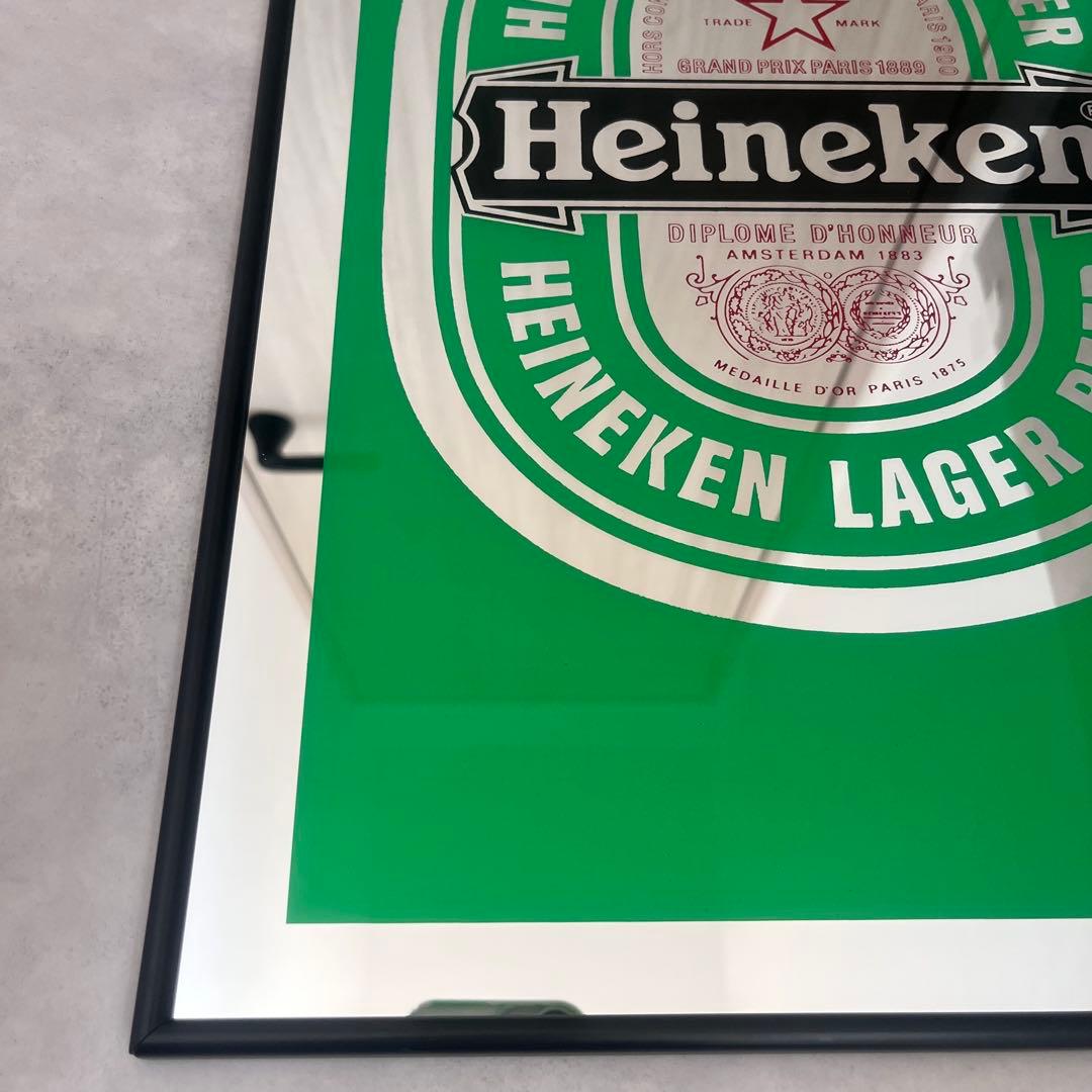 美品　Heineken ハイネケン　パブミラー　ビールロゴ