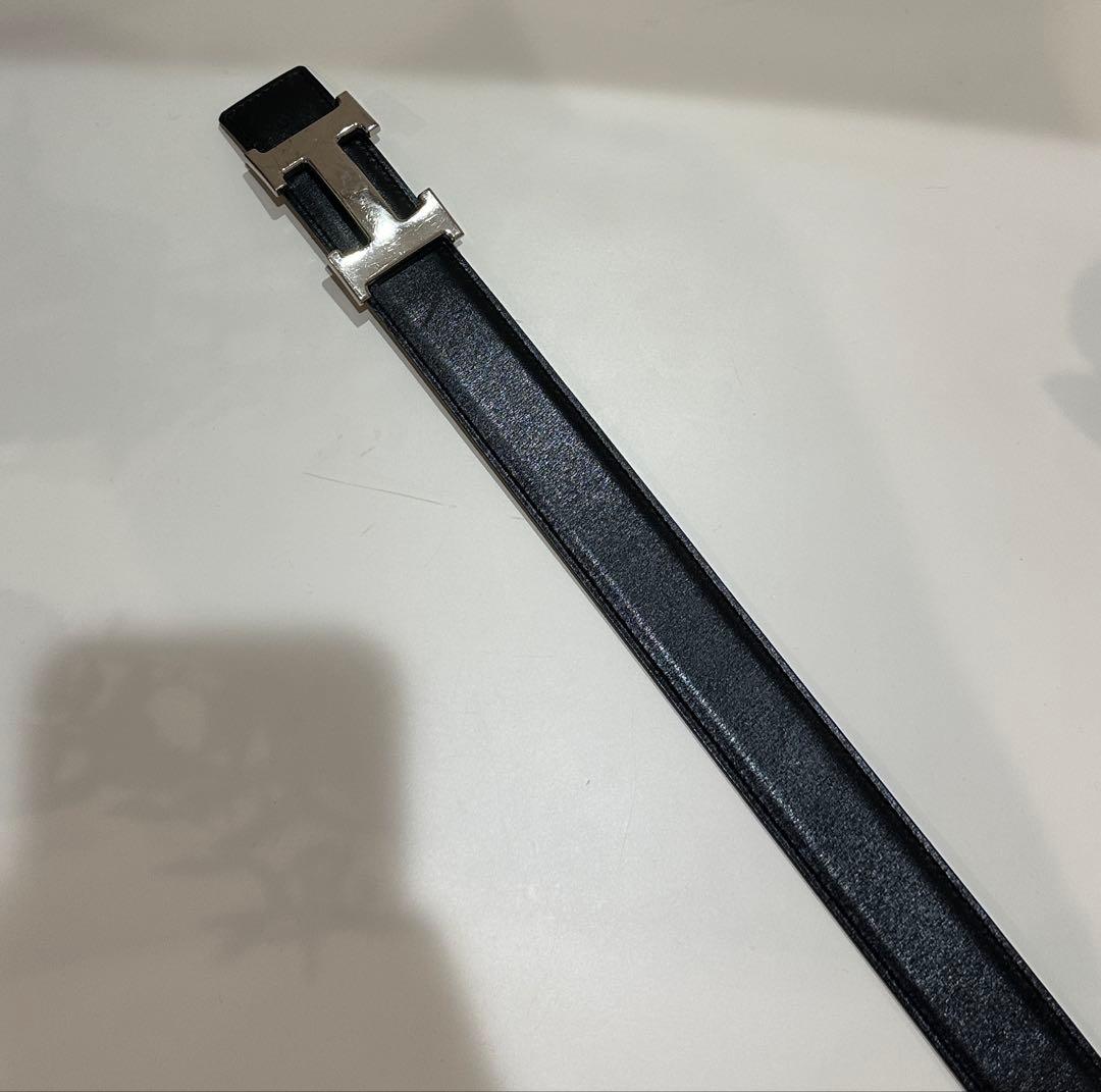 【即日発送】エルメス 80 レザーベルト 黒 茶色　リバーシブル