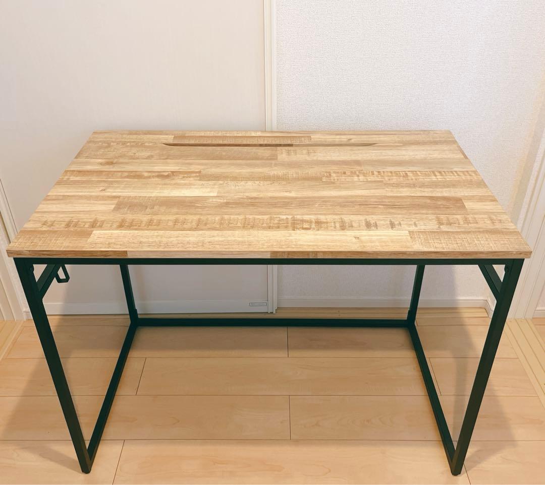 木目調デスク 幅98 スチール脚