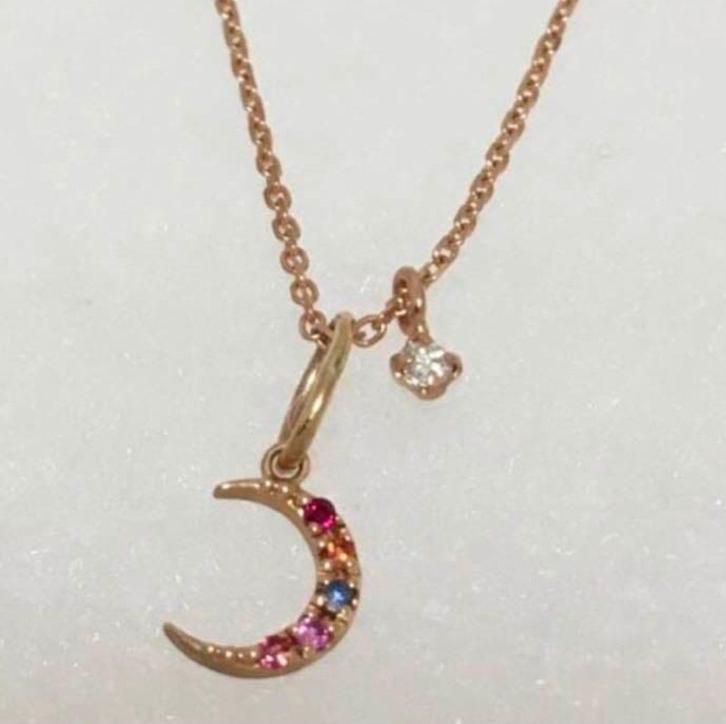 NOJESS 三日月 ネックレス 一粒ダイヤ