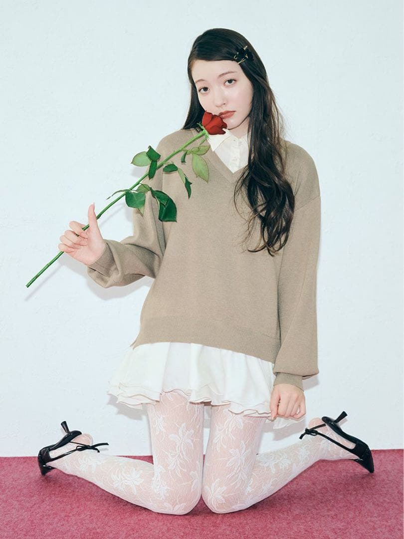 lilybrown シャツドッキングフリルミニワンピース