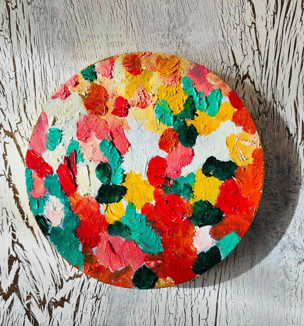 油彩 絵画 『Wild Flowers 2025』丸形 直径15cm 絵画 原画