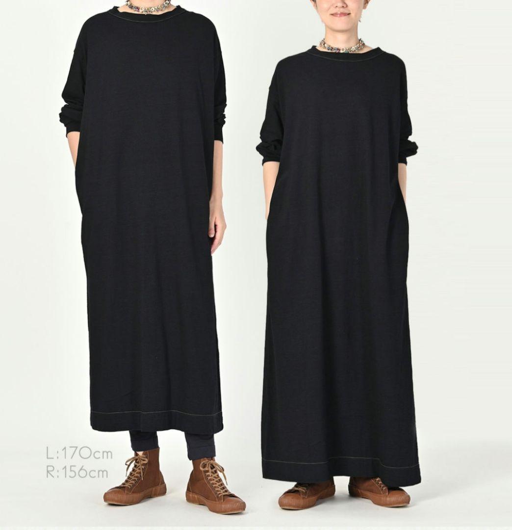 45R 度詰天竺の45星ドレス　インディゴ濃　マキシ　ワンピース