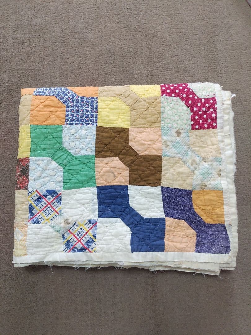 1点モノ★ヴィンテージキルト★キルティング生地パッチワークシーツサンタモニカ渋谷