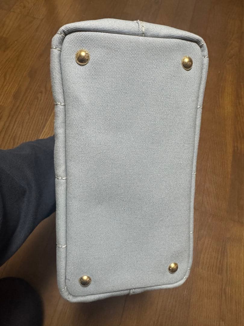 美品　PRADA カナパ　グレー キャンパスバッグ