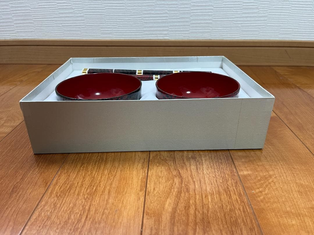 【新品未使用】 津軽塗 漆器 椀＆箸 2客セット【津軽塗夫婦椀・津軽塗夫婦箸】
