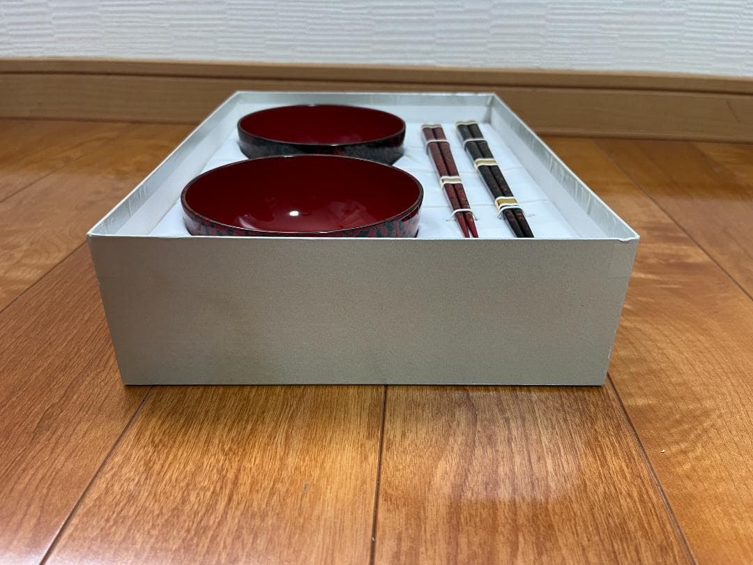 【新品未使用】 津軽塗 漆器 椀＆箸 2客セット【津軽塗夫婦椀・津軽塗夫婦箸】