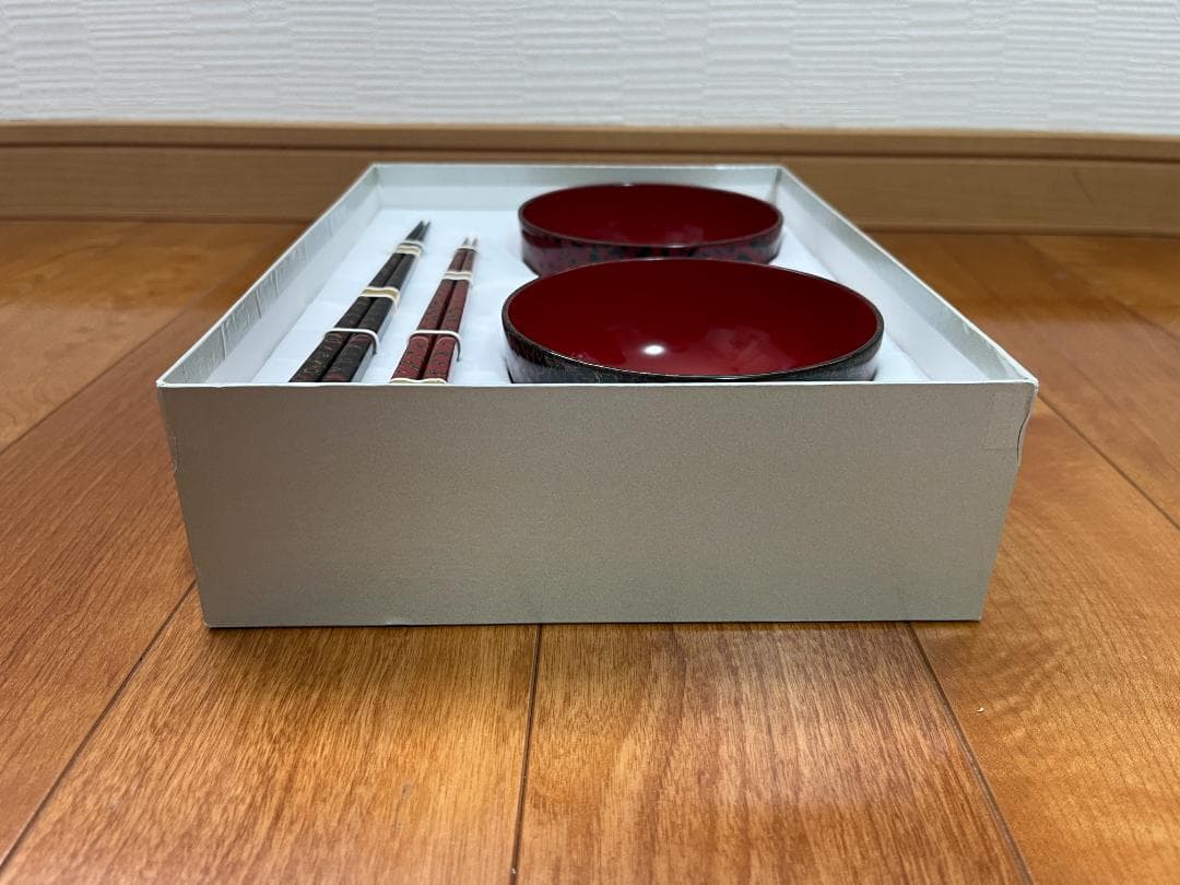 【新品未使用】 津軽塗 漆器 椀＆箸 2客セット【津軽塗夫婦椀・津軽塗夫婦箸】