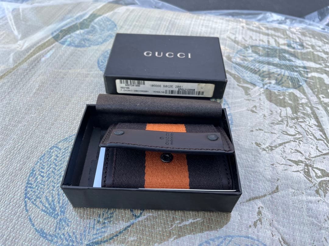 【極美品/未使品】GUCCI グッチ 6連キーケース キャンバス オレンジライン