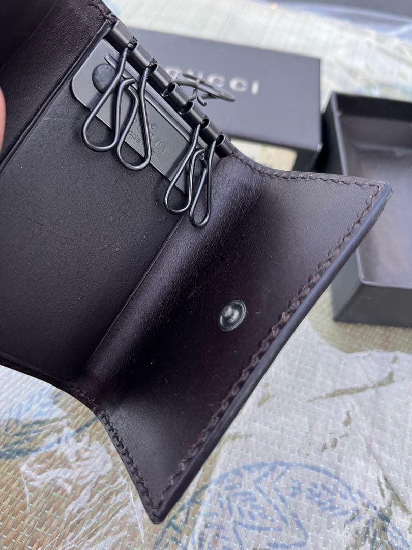 【極美品/未使品】GUCCI グッチ 6連キーケース キャンバス オレンジライン