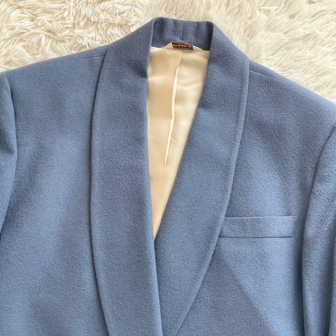 未使用 キャメル100% ブルックスブラザーズ ダブルジャケット くすみブルー