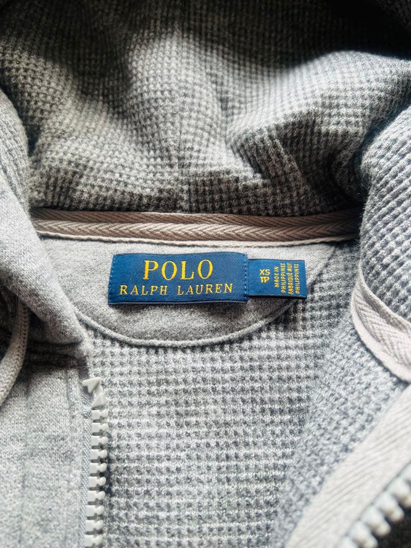 【美品】Polo Ralph Laurenグレーのフード付きスウェットベスト