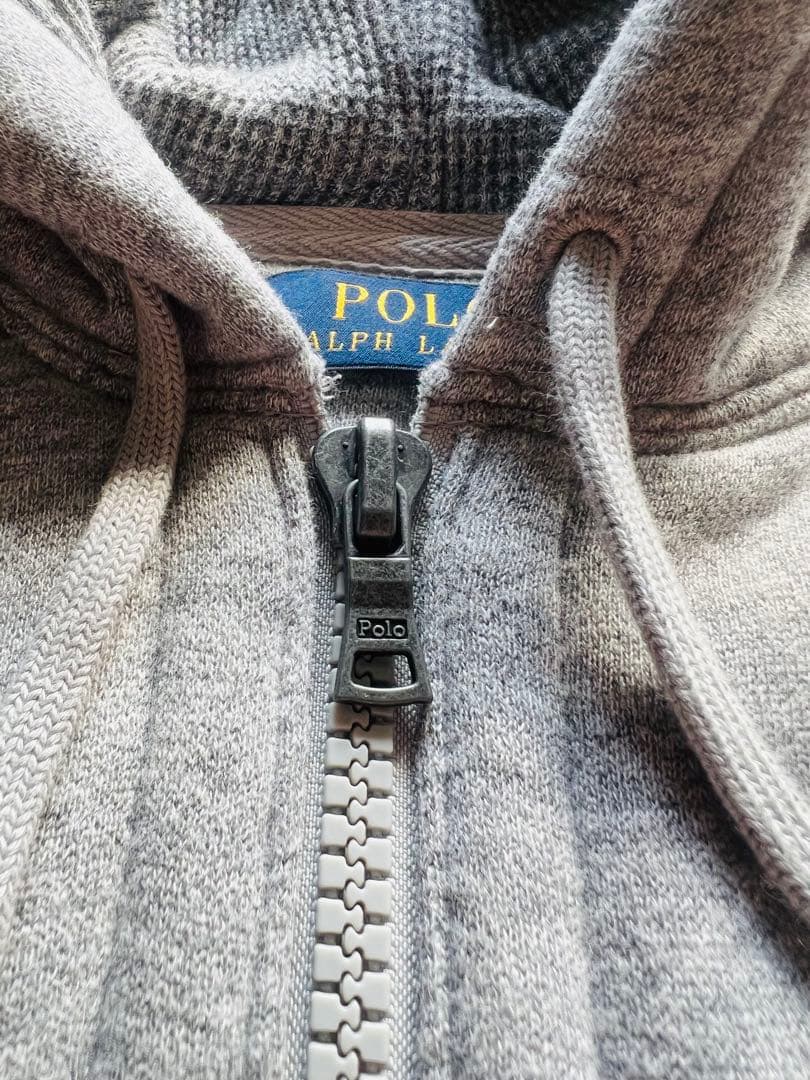 【美品】Polo Ralph Laurenグレーのフード付きスウェットベスト