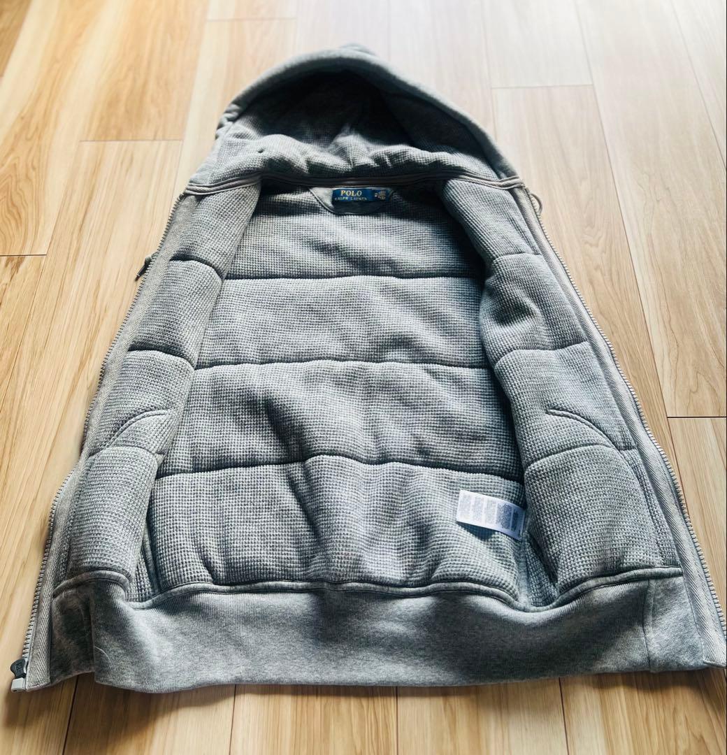 【美品】Polo Ralph Laurenグレーのフード付きスウェットベスト