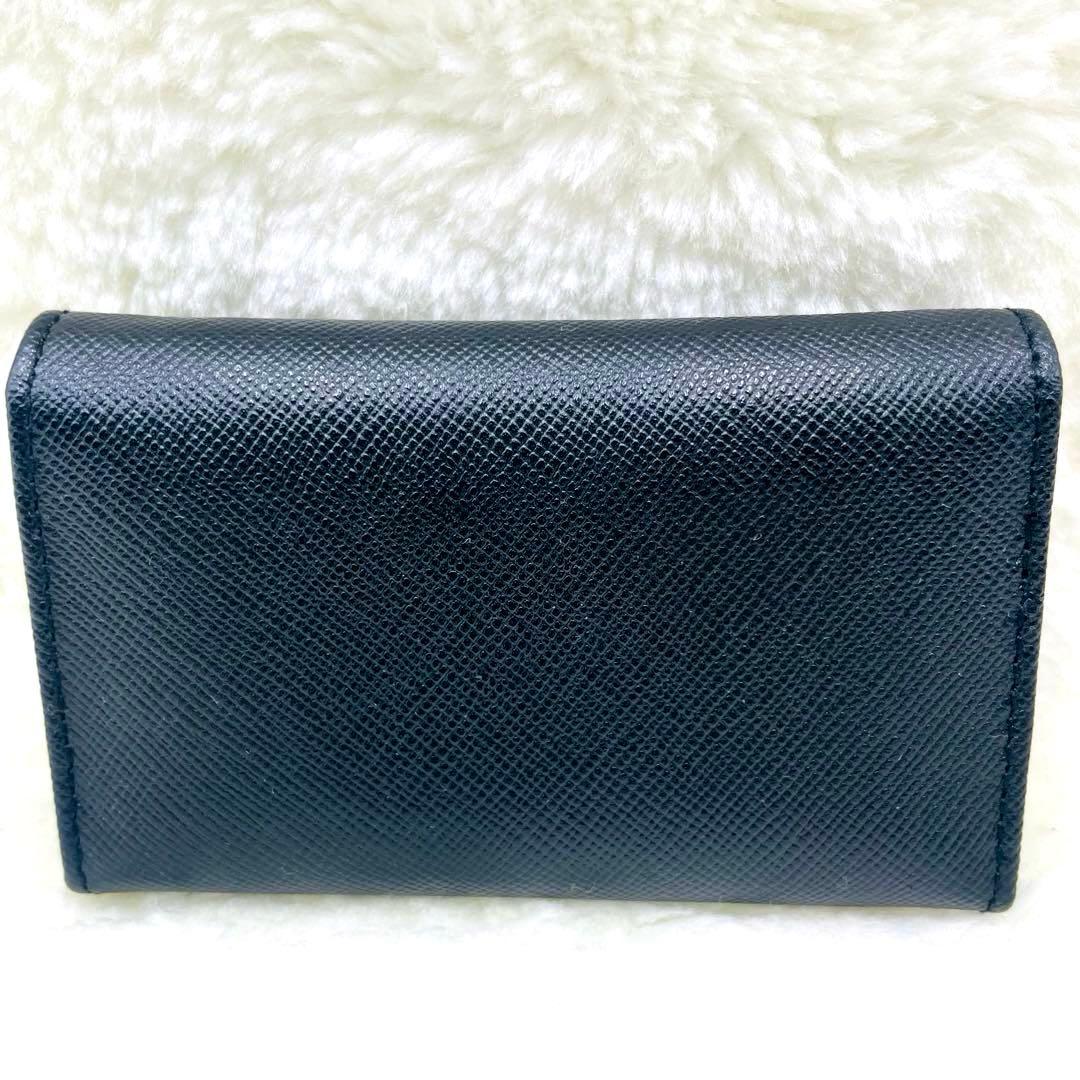 極美品 PRADA 6連 キーケース 三角ロゴ サフィアーノ ブラック 付属品有