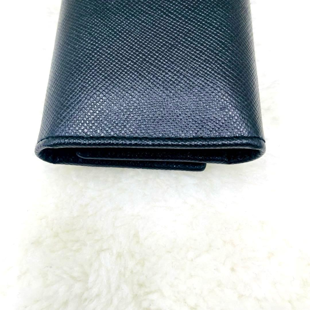 極美品 PRADA 6連 キーケース 三角ロゴ サフィアーノ ブラック 付属品有