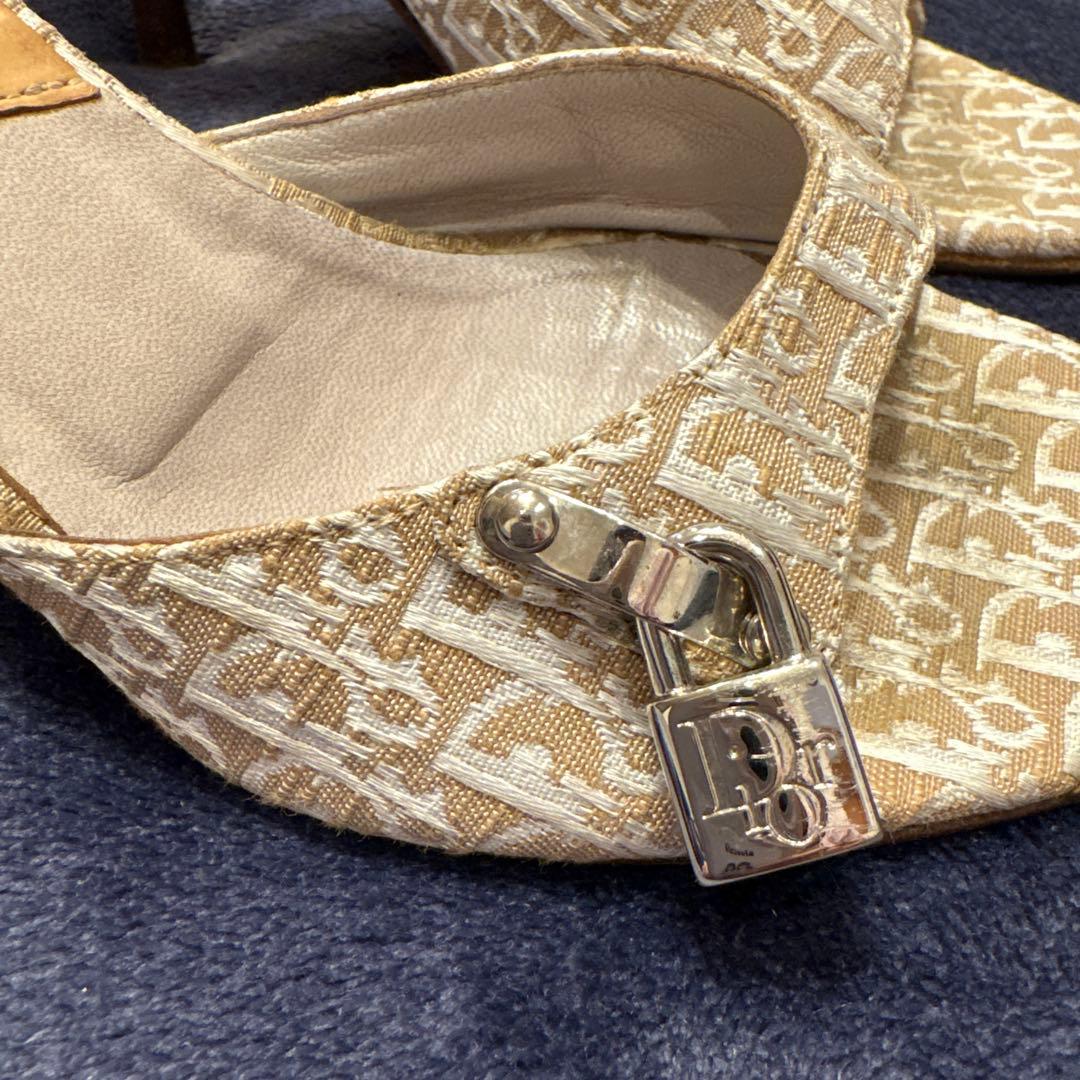 Dior ディオール ミュール 南京錠 鍵 チャーム トロッター 茶色 35.5