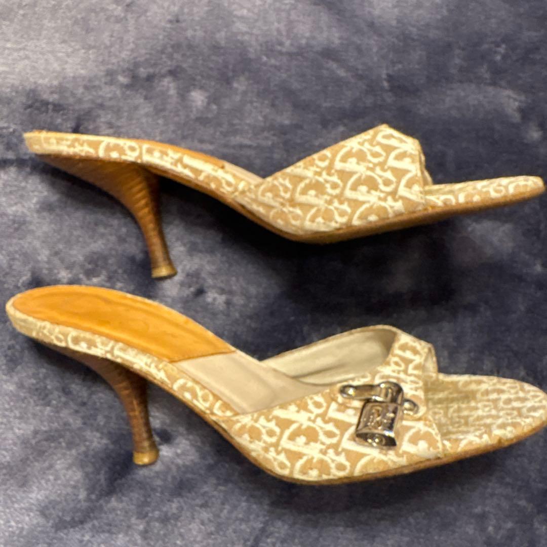 Dior ディオール ミュール 南京錠 鍵 チャーム トロッター 茶色 35.5