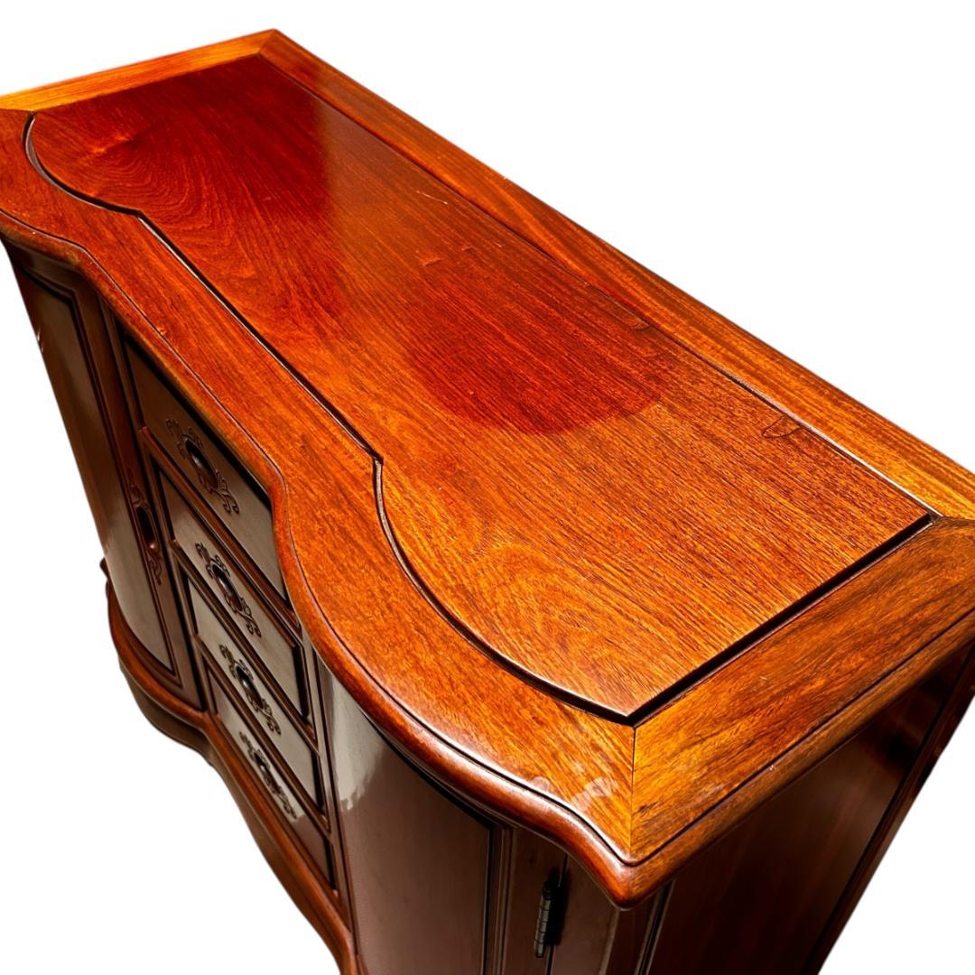 アンティーク調 天然木サイドボード 両開き扉 猫脚 チェスト 引き出し