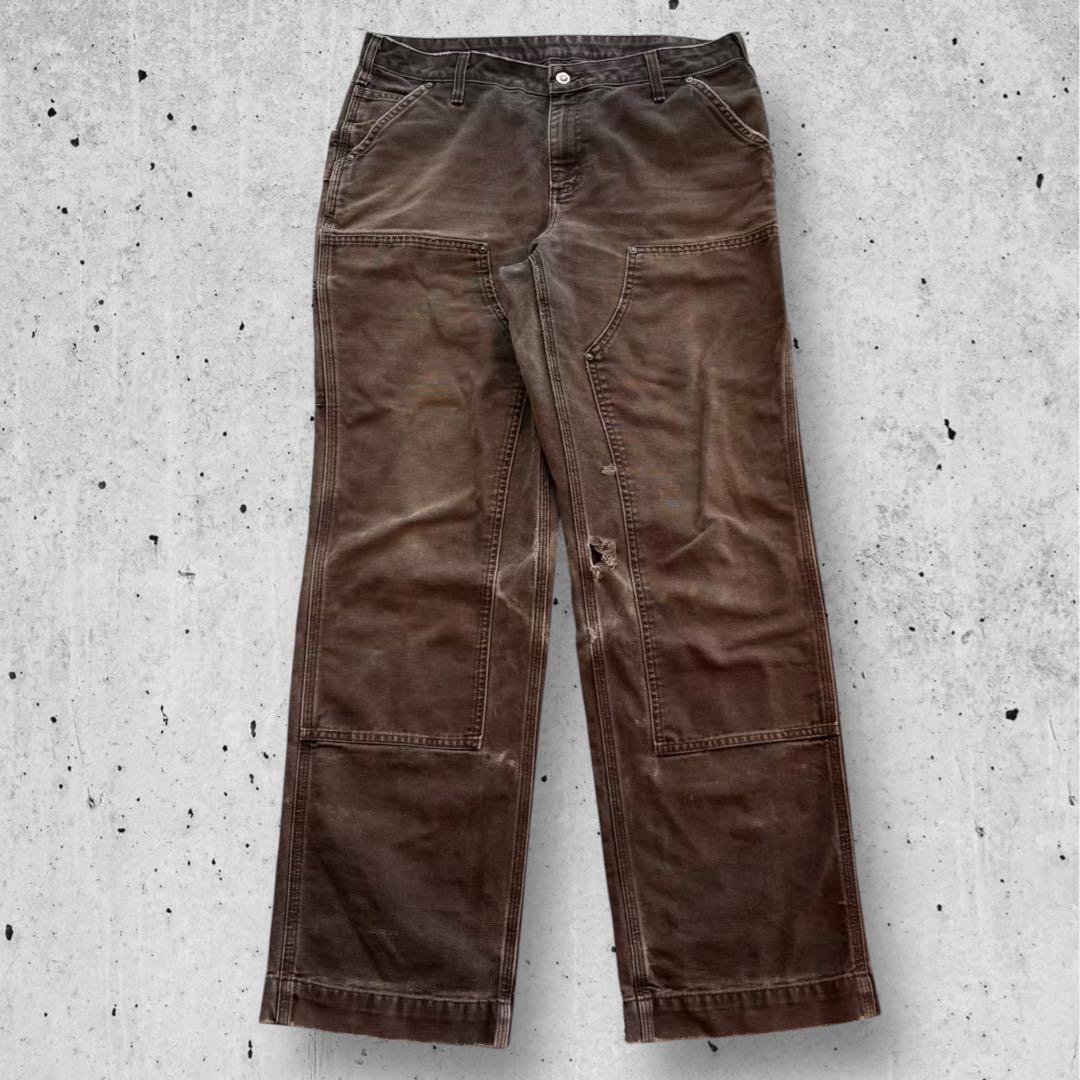 【Carhartt】ブラウン ダブルニーUSAファブリック 太シルエット#547