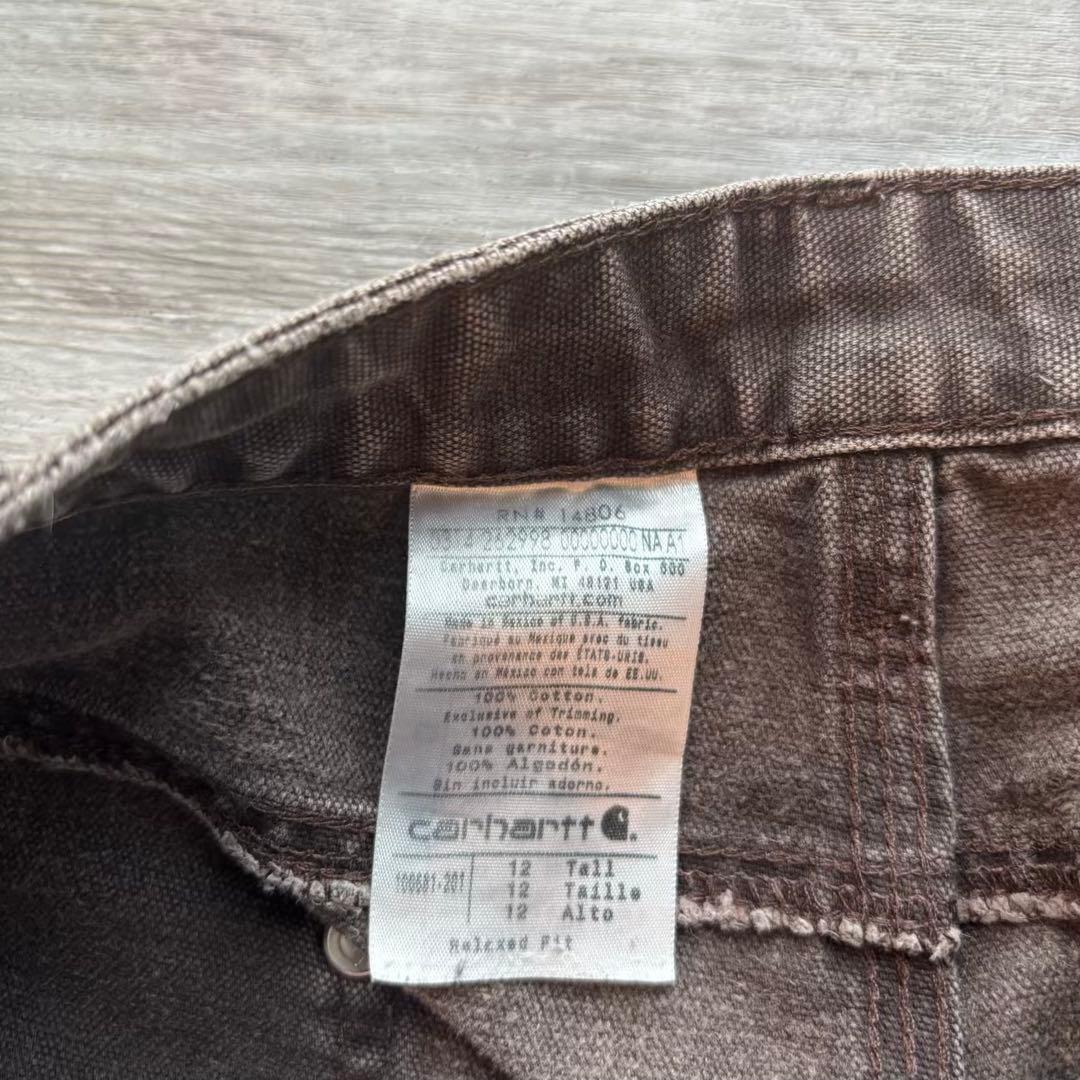 【Carhartt】ブラウン ダブルニーUSAファブリック 太シルエット#547