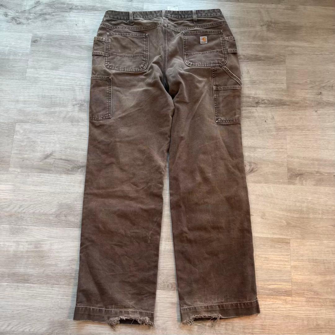 【Carhartt】ブラウン ダブルニーUSAファブリック 太シルエット#547