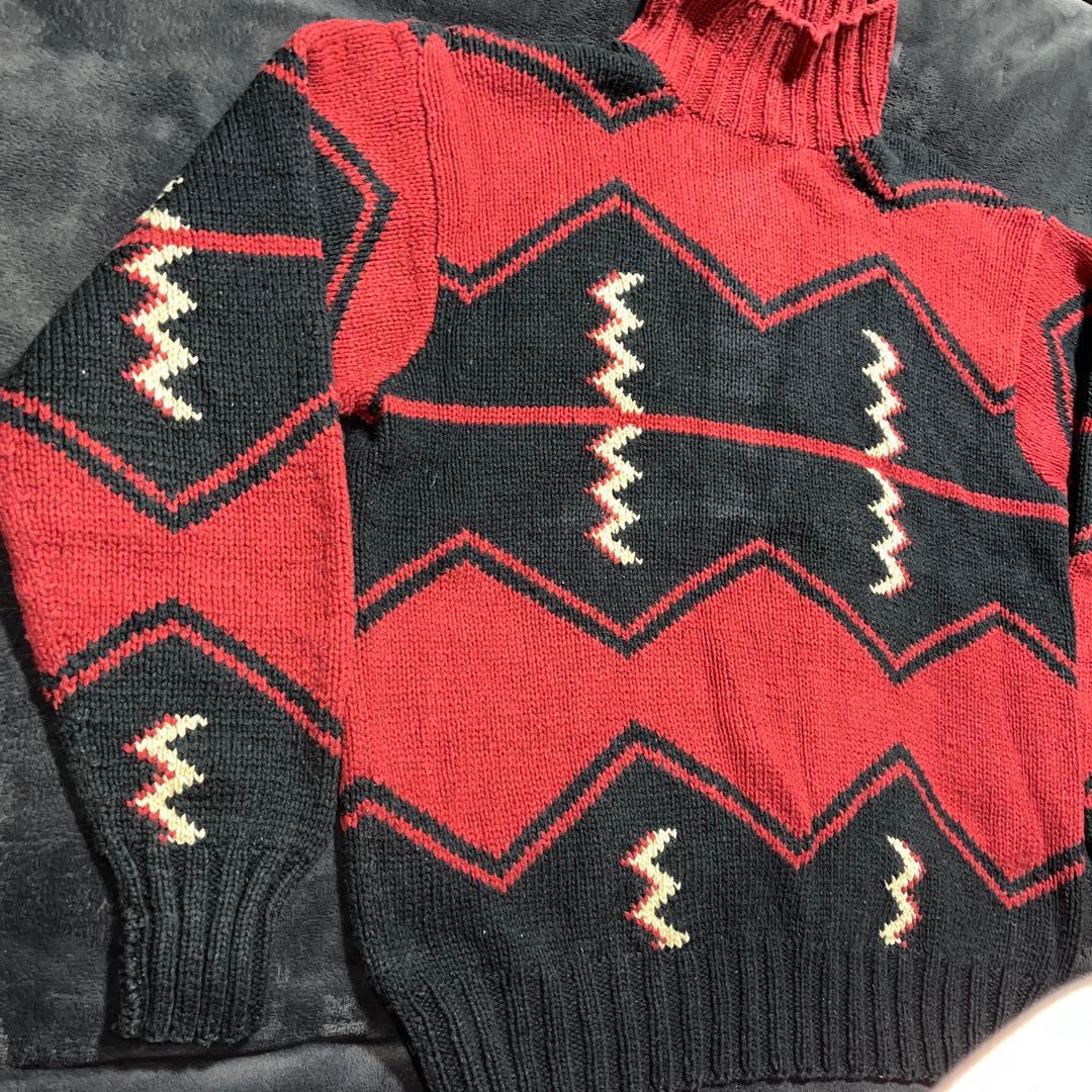 90S ヴィンテージ ポロバイラルフローレン ハンドニット XL ネイティブ柄