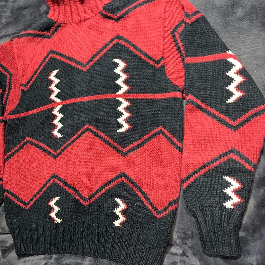 90S ヴィンテージ ポロバイラルフローレン ハンドニット XL ネイティブ柄