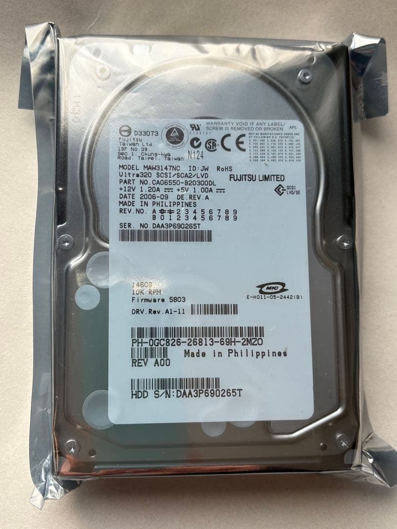 内蔵型 HDD MAW3147NC FUJITSU 146GB 新品未開封