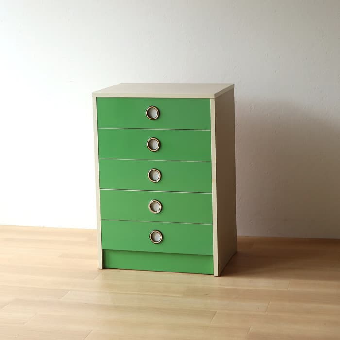 レトロポップ 整理タンス 昭和レトロ おもちゃ箱 スペースエイジ 緑色