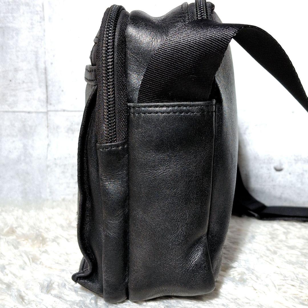 【美品 オールレザー】ポーター　アメイズ　ショルダーバッグ　クロスボディ　黒